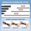 Adjustable Yoga Stick (30/45/60 in), Fully Foam-Sleeved Steel Stretching &