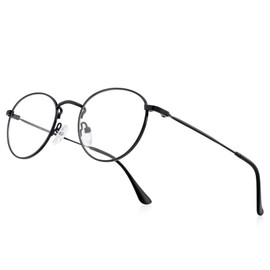 RB.Pilot Small Metal Round Reading Glasses for Women Men Classic Vintage Retro Shades Blue Light Blocking Computer Readers (Black, 4.00)