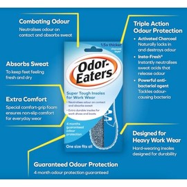 Odor-Eaters Super Tough Insoles for Work Wear x 3 Pairs