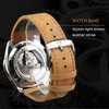 FORSINING Men's Transparent Sport Watch, Luxury Genuine Leather Strap Fashion