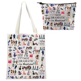 Broadway Musical Theatre Gifts Makeup Bag and Tote Bags with Inner Pocket I'm Not Dramatic I'm Theatrical Theatre Gifts Broadway Fan Cosmetic Bag and Canvas Tote Bag Broadway Mudical Lover Gift