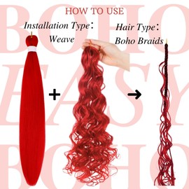 Red Boho Braids Boho Braiding Hair Pre stretched Knotless Curly Braiding Hair Pre stretched for Bohemian Braids Hypoallergenic Ez Braid