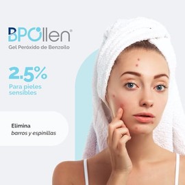 BPOllen Peróxido de Benzoilo 2.5% Tratamiento para el acné | Benzoyl Peroxide Gel para granos, espinillas y puntos negros | Piel Sensible | Uso facial
