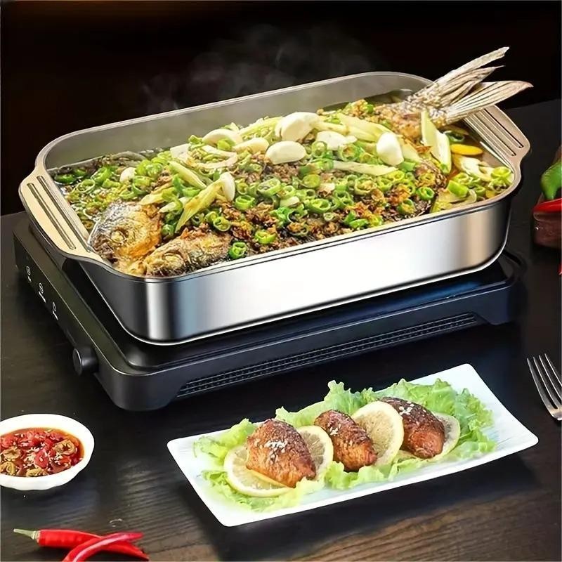 Stainless Steel Baking Pan with Lid, 1 Count Non-stick Rectangular