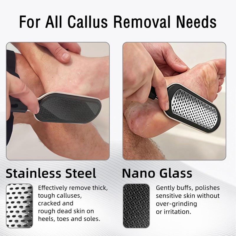 FREATECH Dual-Sided Foot File, Callus Remover with Nano Glass &