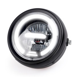 Uchoose 6.5Inch Motorcycle Round LED Headlights Front Headlamp Features Distance Light available Refit Headlight with Brackets (White)