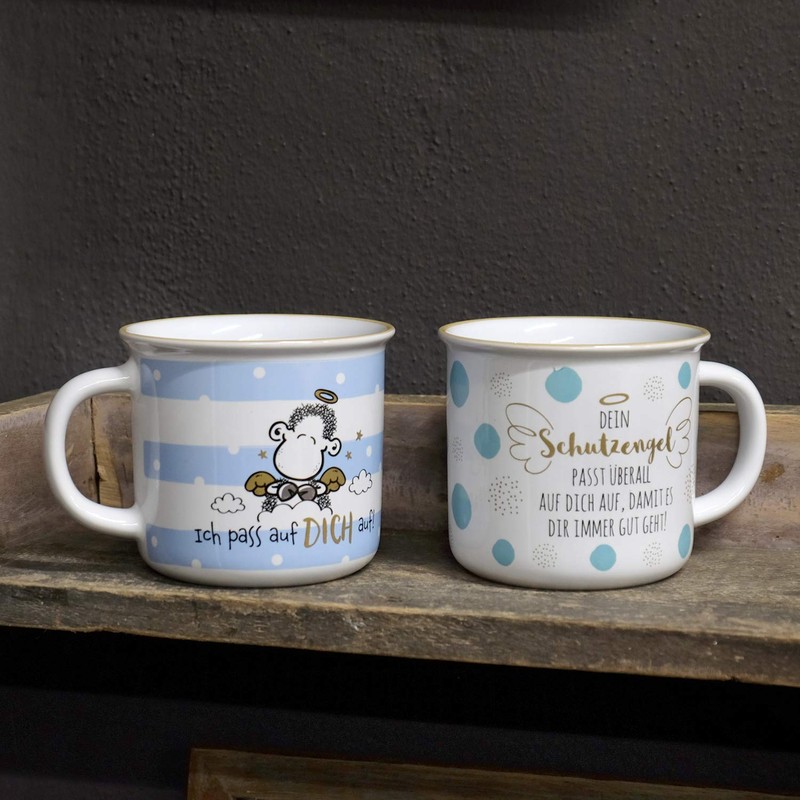 Sheepworld With German Text "Ich pass auf dich auf: Steinzeug"