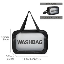 Gladdon Travel Makeup Bag for Women Clear Purse Bathroom Shower Pouches Black