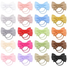 Baby Hair Ties Toddler hair bows 2 Inch Elastic Girls Rubber Hair Bands Small Hair Ties For Ponytail Holders Baby Girls Infants Hair Accessories 40 Pieces (Elegant)