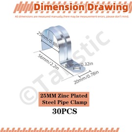Tanstic 30Pcs 3/4 Inch EMT Pipe Strap Zinc Plated Steel One Hole Strap Conduit Clamp Rigid Pipe Strap for Pipe Fixing