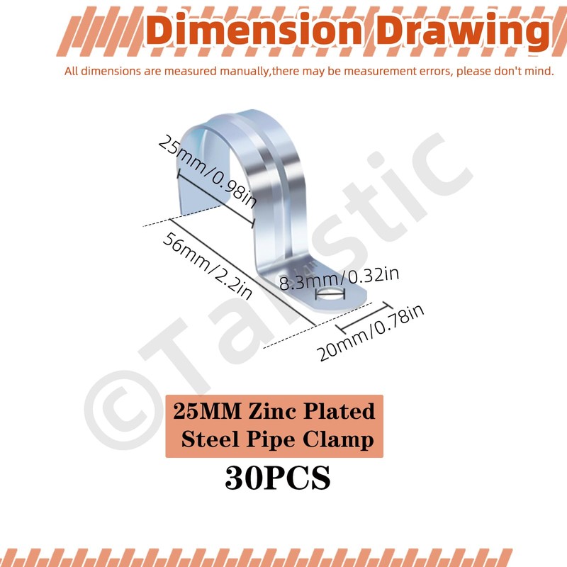 Tanstic 30Pcs 3/4 Inch EMT Pipe Strap Zinc Plated Steel