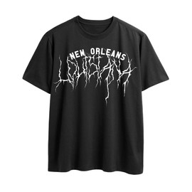 BABATEES Drippy Clothes Streetwear Men Black Graphic Tees y2k Clothes (US, Alpha, X-Large, Regular, Regular, New Orleans Black)
