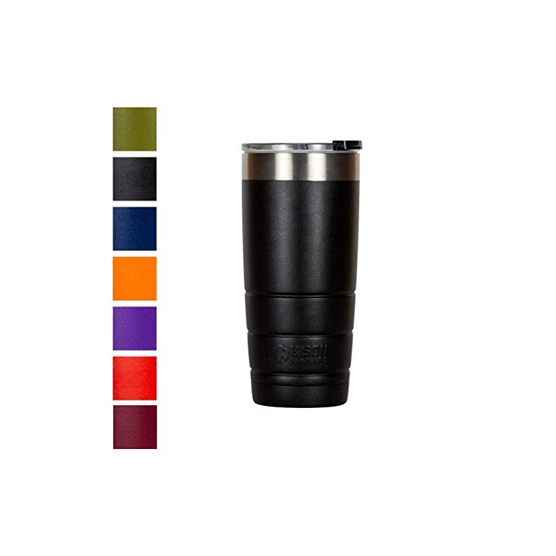 BISON COOLERS 22 oz Black Tumbler | Sweat Proof Design