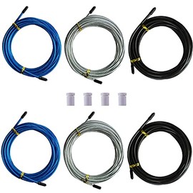 Replacement Cable for Speed Jump Rope, 6pcs 10ft Stainless Steel Wire with Polymer Coating for High Speed Jump Ropes.OD:4.0mm