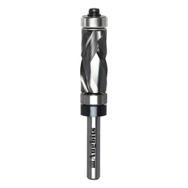 Augbits Top and Bottom Bearing Flush Trim Router Bit 1/4 Shank, 1/2" Cutting Diameter, 1-1/8" Cutting Length, Spiral Up&Downcut Compression Solid Carbide Pattern Bit for Wood Trimming