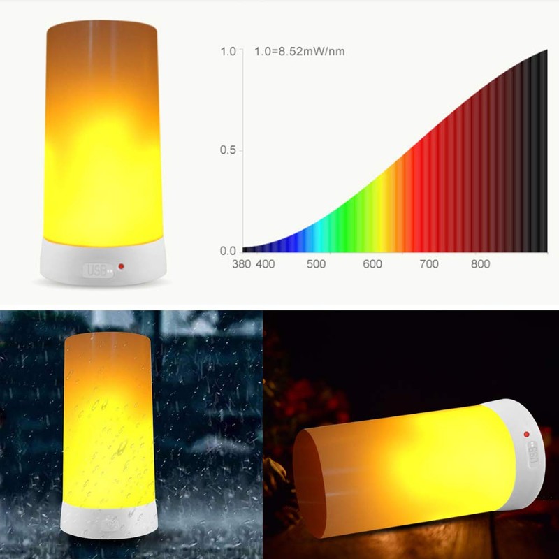 LED Flame Effect Light,4 Modes Fire Lights, USB Rechargable Candle