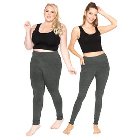Women's PS High Waist DTY Full Length Leggings with Pocket Charcoal Gray 2X