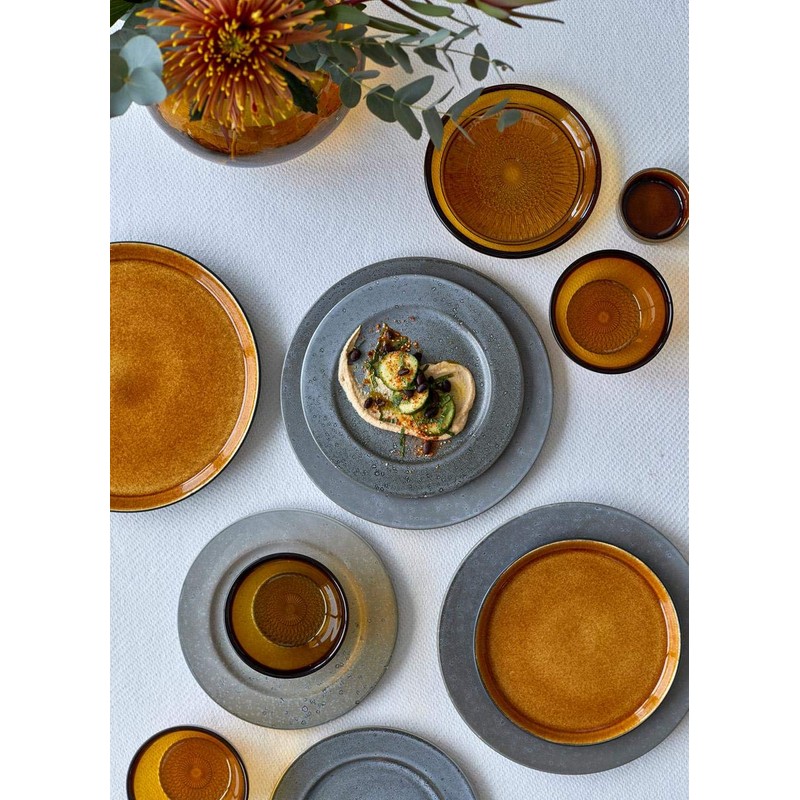 BITZ 821406 Plate Dinner Plate, Round, Ceramic, Black, Lilac, 21