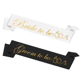 Bride to Be Sash Groom to Be Sash 2 Pcs Black Groom Sash & White Bride Sash Hen Party Sash Hen Do Accessories Bride to Be Decorations Hen Party Accessories Getting Married Decorations Stag Do Sash