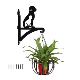 Cciphy 1 Pack Cute Iron Hanging Plant Bracket, Dog Silhouette Wall Mounted Planter Hanger Hook with Screws, Indoor Outdoor Heavy Duty Hanging Holders (Dog)