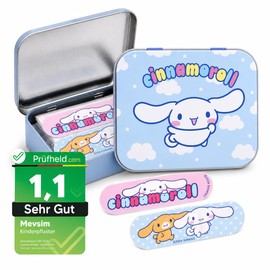 [ Test SEHR GUT, Note 1.1 *] Cinnamoroll Cerotti per Bambini Prodotto Licenziato - Scatola in Metallo da 24 Cerotti - Design Colorato Custodia Porta per Bambini