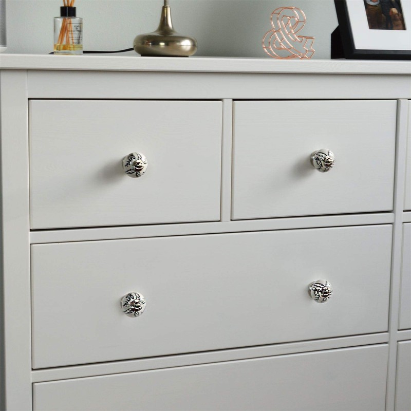 Nicola Spring Ceramic Cupboard Drawer Handle Knobs - Floral Design