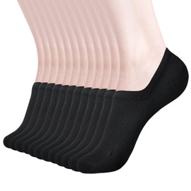 DIBAOLONG Womens No Show Socks Non Slip Flat Boat Line Low Cut Socks (6-12 Packs), 12 Pair-black, 8-10