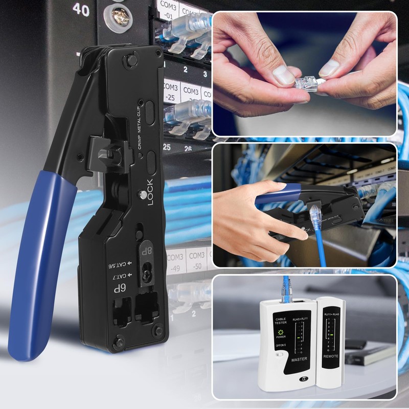 Network Tool Set with 50 x RJ45 Connector Cat7/Cat6a Pass