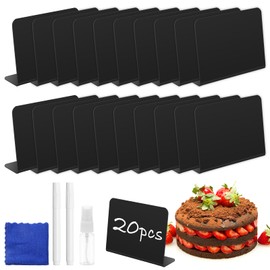 20Pcs +4 Mini Chalkboard Signs with 2 Pen Reusable Food Labels Black Tabletop Chalkboard Signs Place Cards Rectangle Small Blackboards Message Board Signs for Food Party Buffet and Weddings