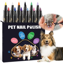 Dog Nail Polish Pens Quick Dry,12 Colors Pet Nail Polish Kit for Dogs,Cats or Birds,Dog Safe Nail Polish and Easy to Apply,Nail Polish Pens for Dogs,Doggy Nail Polish,Ideal Dog Nail Polish Set