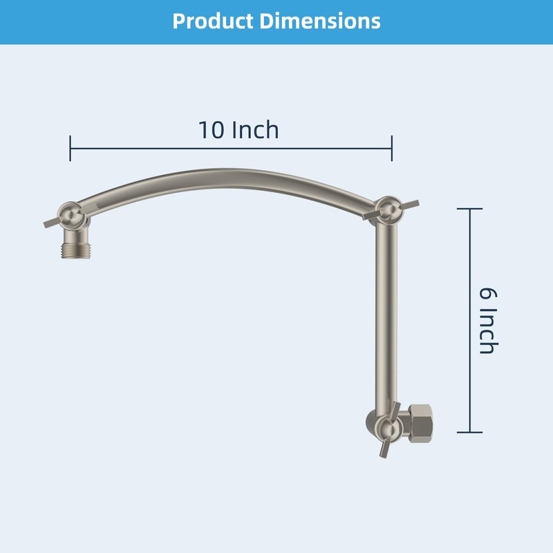 Hibbent Shower Head Extension Arm,16" Solid Brass Adjustable Extender with