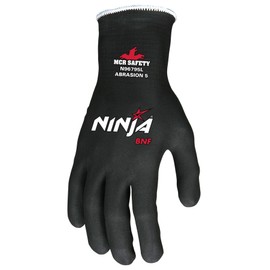 MCR Safety Ninja BNF N96795S Work Gloves, 15 Gauge NylonSpandex Shell with Full Breathable Nitrile Foam (BNF) Coating and Nitrile Grip Dots, Small