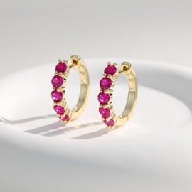 Evabelle Gold Hoop Earrings for Women 14K Real Gold Plated Huggie Hoop Earring Diamond Cut 5A Cubic Zirconia Cuff Earrings Cartilage Hoop Earring Huggie Stud for Men Teen 925 Sterling Silver Post Hypoallergenic (Gold and Rose)