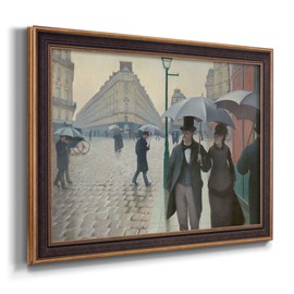 Renditions Gallery Wall Decor Bronze & Gold Framed Artwork Walk in Rainy Day of Paris Street Canvas Art Prints for Bedroom Dining Living Room Office Home Kitchen Wall Decor - 29"X41"