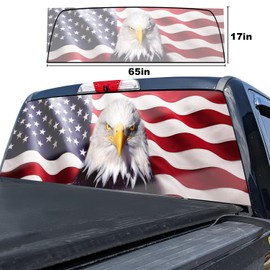 Rzuiytye Truck Rear Window Decal Eagle Flag – Perforated Vinyl See-Through Sticker, Universal Fit for Pickup Trucks, Patriotic Gift for Dad, Boyfriend & Truck Owners, Easy DIY Install, 65x17IN
