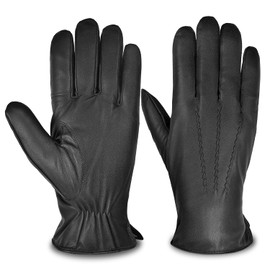 SURAWIL Men's Dress Gloves - Cashmere Lined Winter Driving Gloves - Touchscreen Compatible, Black, XXL