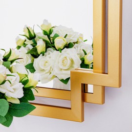 Autdot 28" X 40" Large Wall Mirror for Living Room Decor, Gold Decorative Mirror with Irregular and Rectangular Metal Frame, Entryway Mirror Vertical or Horizontal Hanging