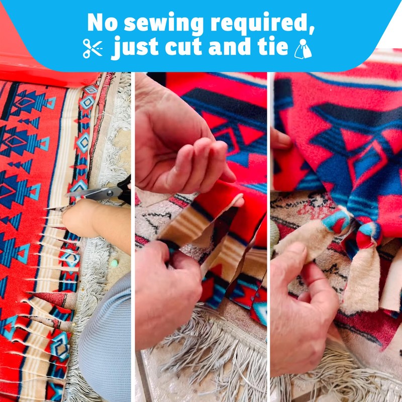 YourFleece Solid No-Sew Throw Fleece Fabric DIY Blanket Making Kit,