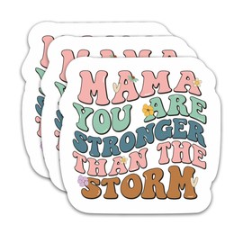 (3Pcs) Mama You are Stronger Than The Storm Sticker, Mama Stickers, Mom Stickers, Mom Decals, Inspirational Mom Sticker – Waterproof Vinyl Decal,Size 3 x 2.9 Inch