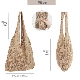 Women's Crochet Tote Bag - Beach Bag, Lunch Bag, Knit Bag, Shoulder Bag and Laptop Tote in One - Perfect for Work, Beach, and Crochet Accessories