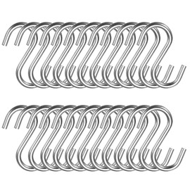HARFINGTON 24pcs S Hooks 1.9" Metal Hanging S Shaped Hooks Small S Hanger Closet Rod Hooks for Hanging Kitchen Utensils Cups Plants Jewelry Jeans Clothes Towels Tools, Silver
