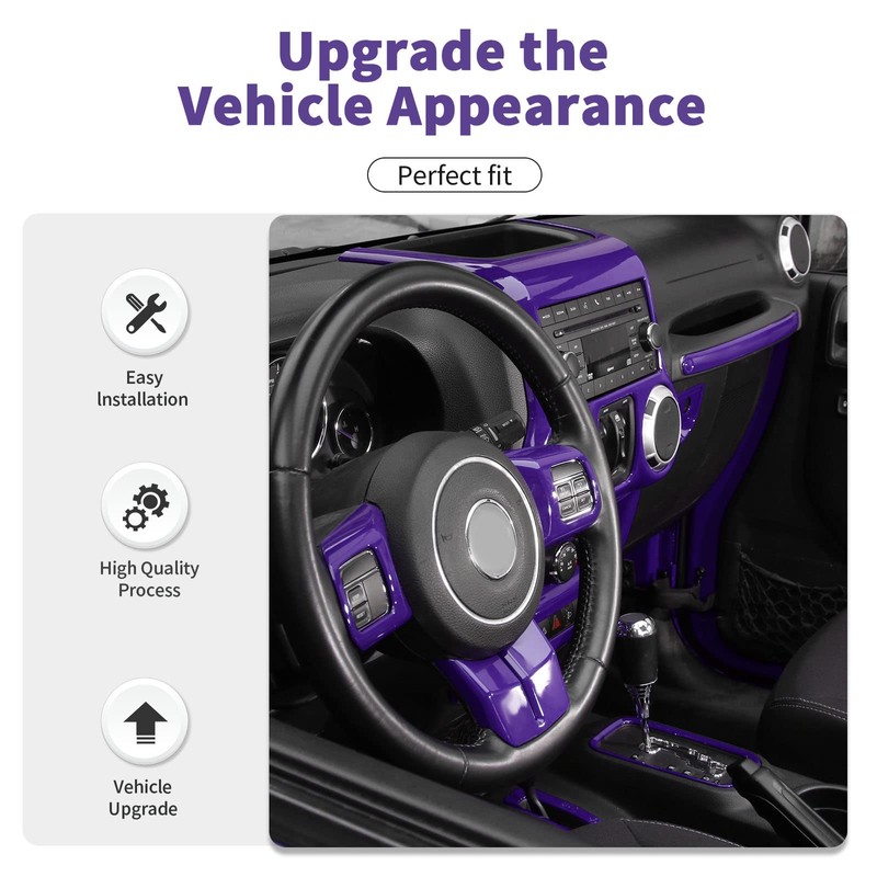 SQQP 10PCS Full Set Interior Trim Kit for 2011-2018 Jeep
