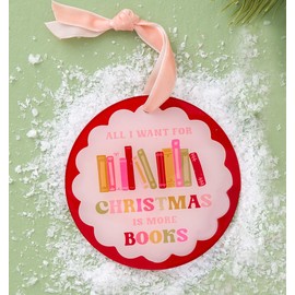 Books for Christmas Ornament Wishlist of Books Christmas Holiday Round Disc Christmas Tree Decoration 2 Sided - 3.5 Inch