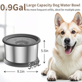 3.5L Dog Water Bowl No Spill 118oz Stainless Steel Water Bowl for Dogs No Splash Slow Water Feeder with Anti-Slip Mat for Messy Drinkers