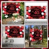 40th Wedding Anniversary Banner Backdrop - Black Red Happy 40th