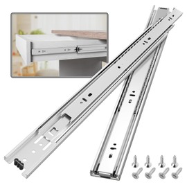 BAIDICE 1 Pair Full Extension Ball Bearing Drawer Slides 8 10 12 14 16 18 20 22 24 Inch 100 LB Load Capacity Side Mount File Cabinet Rails Dresser Metal Runner Trash Can Kitchen (22 inch, Silver)