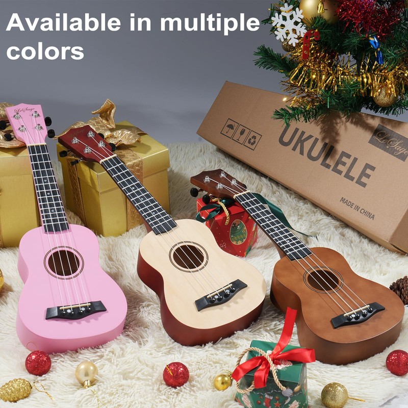 LeSage Soprano Ukulele Starter Kit, 21 Inch Basswood Hawaiian Uke