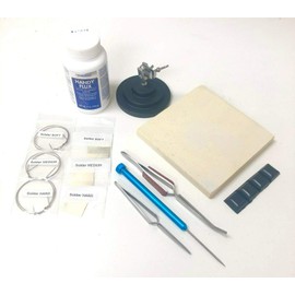 Soldering Kit for Jewelry Making Handy Flux 3rd Hand Base Fiber Grip Tweezers Silver Wire and Sheet Ceramic Board Soldering Pick