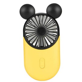 DECVO Cute Personal Mini Fan, Handheld & Portable USB Rechargeable Fan with Beautiful LED Light, 3 Adjustable Speeds, Portable Holder, for Indoor Or Outdoor Activities, Cute Mouse 1 Pack (Yellow)