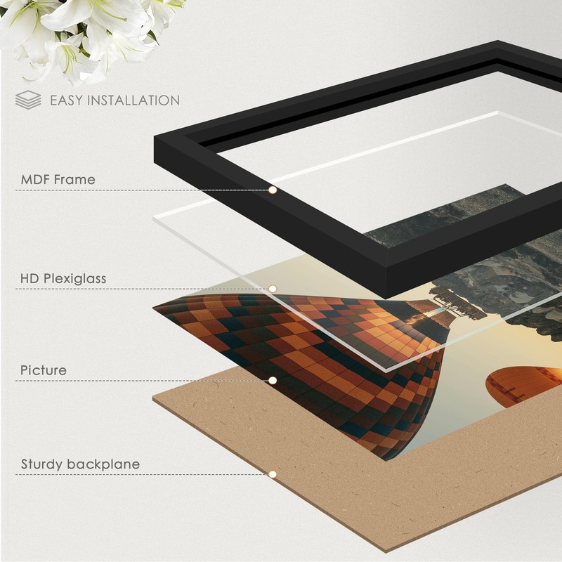 Fisnish A2 Picture Frame Black, Classic 16.5x23.4 Poster Frame, Horizontal